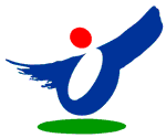 青でひらがなのひの文字とその上に赤丸、下に緑の細長い楕円形がある平生町のシンボルマーク