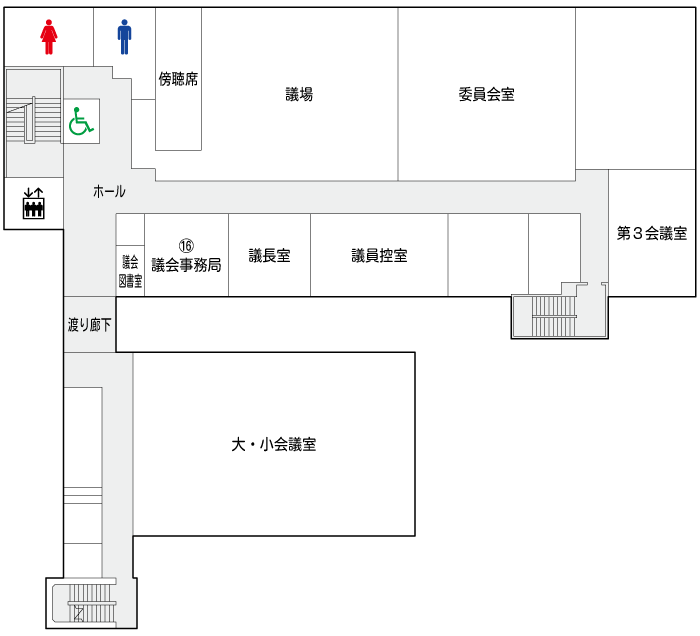 平生町役場3階の庁舎案内図